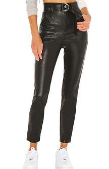 Superdown Chanice Black Faux Leather Pants Size XS Straight High Waist NEW