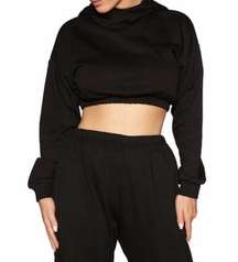 Naked Wardrobe Black Pullover Cropped Sweatshirt