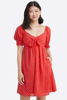 NWT Jennifer Mini Babydoll Dress in Red Polka Dot Small