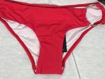 Beach Joy Red Bikini Bottom Size Medium with silver ring New with Tags