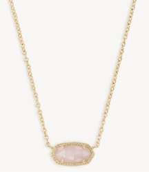 Kendra Scott Elisa Pink Rose Quartz and Gold Necklace