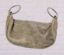 MISA B.G. Made in USA Genuine Leather green tan gray clutch bling