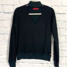 n:Philanthropy black cutout neck distressed sweatshirt