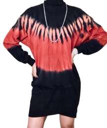 YOUNG FABULOUS & BROKE YFB Black Multi Tie Dye Turtleneck Side Zip Mini Dress Tunic Top $198 EUC XS 