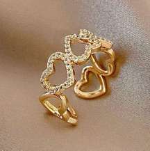 18K Gold Plated Adjustable Heart Open Ring for Women,Love Ring,Statement Ring