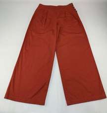 LOFT Rust Canvas High Rise Pleated Wide Leg Trouser Pant 4