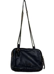 Liebeskind Berlin Black Leather Crossbody Shoulder Bag Triple Zipper