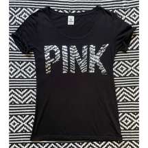 Pink Victoria’s Secret Sequin Logo Tee