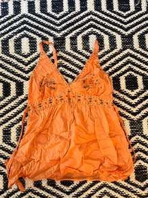 orange flowy beach tank