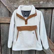 WOMEN'S FLEECE PULLOVER RELAXED FIT - 2 WARMER RATING  Cream Brown Tan