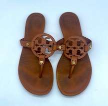 Tory Burch Brown Vintage vachetta T strap miller thong sandals 8.5