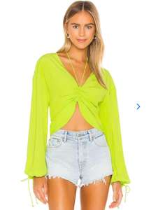 Blouse Corey Top Long Sleeve Cropped Neon Lime Green XS