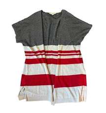 Loft long open striped cardigan