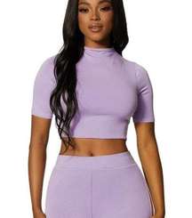 Naked Wardrobe Ribbed Cropped Top Purple Size S