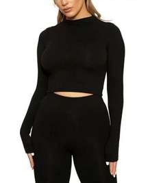 NAKED WARDROBE Mock Neck Crop Top Sz‎ Medium