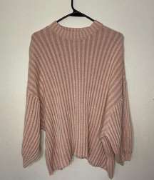 Urban Outfitters Mock Neck Sweater Women Large Pink Ribbed Knit Slouchy Pullover