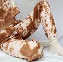 NWT MATE the Label Organic Brown/Cream Tie Dye Fleece Relaxed Pocket Sweatpants