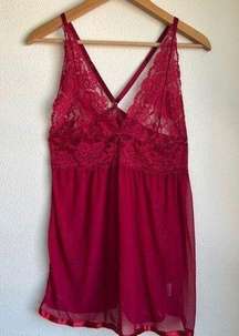 AVIDLOVE Red Lace Mesh Babydoll Slip Womens Large