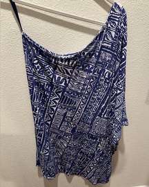 Tori Richard One Shoulder Patterned Aloha Hawaiian Resort Mini Dress Size Small