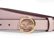 COACH Horse & Carriage Signature Buckle Belt, Pink, Size XL $128