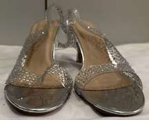 Rampage Clear Silver Rhinestone Slingback Stiletto Hazel High Heels Size 9