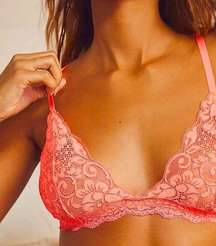 NWT We are HAH x Free People Chi Bralittle Lace Bra Fried Salmon Size XS NEW