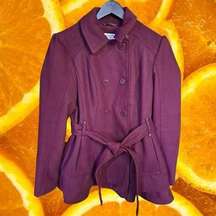 Celebrity Pink Brand‎ Purple Pea Coat with Belt Size Large