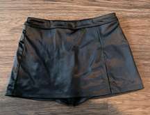 Black Satin Skort Skirt