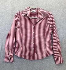 Faconnable Women's Button Down Shirt Striped Long Sleeve Size Small Cotton