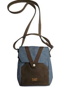 L.L. Bean Blue Brown Canvas Small Utility Hiking Outdoor Travel Crossbody Bag