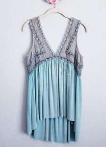 POL Aqua Babydoll Swing Tunic Tank