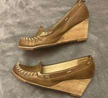 Frye Alex Wedge Light Brown Leather Shoes Size 6.5 Womens