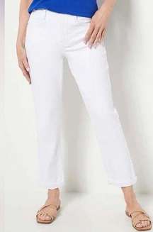 NYDJ Sz 12 Girlfriend Jeans Cool Embrace Lift Tuck High Rise Optic White Stretch