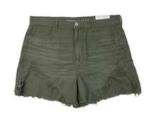 New American Eagle Highest Rise Mom Shorts Womens 16/33 Green Raw Chewed Hem