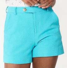 Draper James Turquoise High Waist Shorts Size 6 Basket Weave Preppy Summer