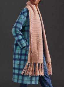 Pilcro Anthropologie knit fringe scarf pockets blush pink