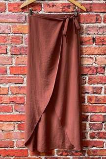 Bronze  High Low Wrap Flowing Maxi-Length Skirt