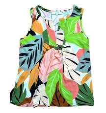 Loft Tank Top Green Leaves Pattern XS