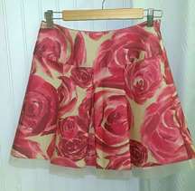 Wool Silk Blend Rose Mini Pleated Skirt