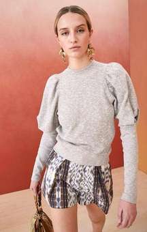 Philo Juliet Puff Sleeve Sweatshirt in Light Heather Grey Sz:P