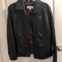 Liz Claiborne Black Leather Coat