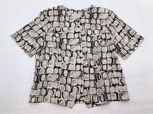 Kathy Che Womens Size 12 Vintage 1980s Abstract Square Print Button Front Shirt