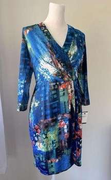 NWT Oleg Cassini Abstract Print Wrap Dress