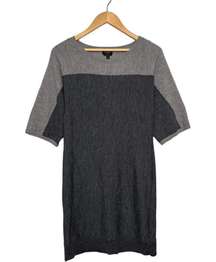 Talbots Merino Wool Sweater Womens Color Block Sweater Dress Gray Petite S