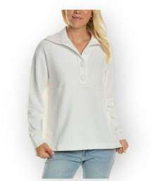 Rebecca Taylor French Terry pull over long sleeve sweartshirt white