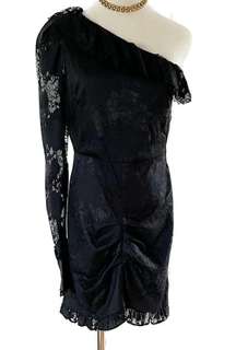 Alexis Ilana One Shoulder Black Lace Mini Cocktail Evening Dress size M = US 4/6