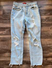 Distressed Straight Jeans