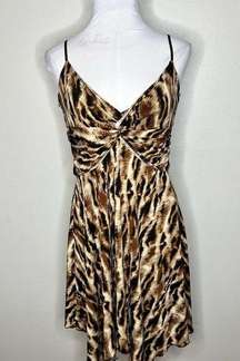 Giorgio  Dress SMALL Leopard Animal Print Sleeveless V-Neck Twist Front