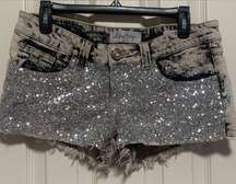 Daytrip Blingy Sequin Jean Shorts