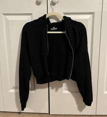 Hollister Black Cropped Zip Up Jacket